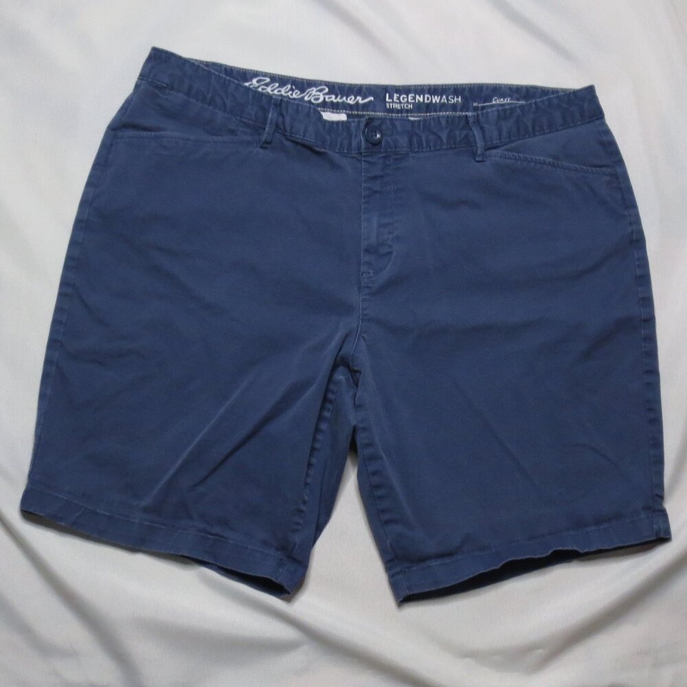 EDDIE BAUER women SHORTS curvy LEGEND WASH stretch STEEL BLUE khaki SIZE 18